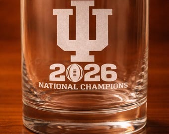 IU Whiskey Glass Indiana University Hoosiers Fan Engraved Gift for Graduation for Grandparents Day Football Barware Idea New Home Bourbon