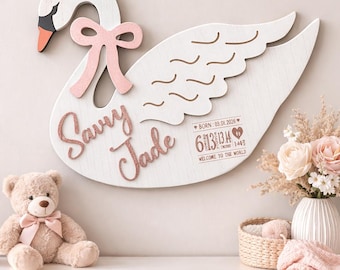 Personalized Goose Baby Room Decor for baby girl Birth Stat Gift for shower new mom gift idea