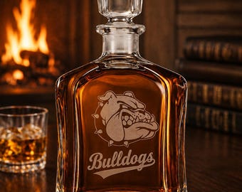 Personalized Whiskey Decanter Set for Sports Fans Grandparent Day Gift for football fan bourbon glass set college alumni graduation for her