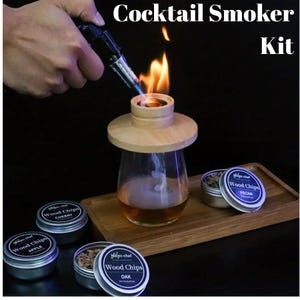 Personalized Cocktail Smoker Kit with Torch in Wood Gift Box | Barware for Men | Gift for Husband | Gift for Men | Old Fashioned Smoker Kit