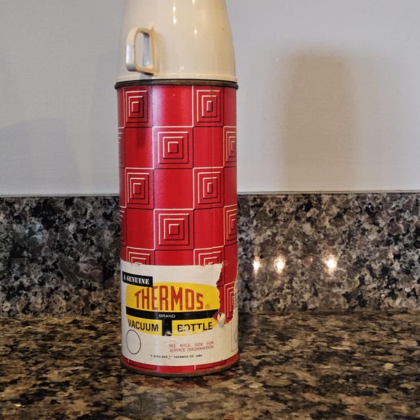 Termo vintage Icy-Hot con etiqueta, taza de viaje para café, sopa, estilo retro, regalo de colección, ideal para la cocina.
