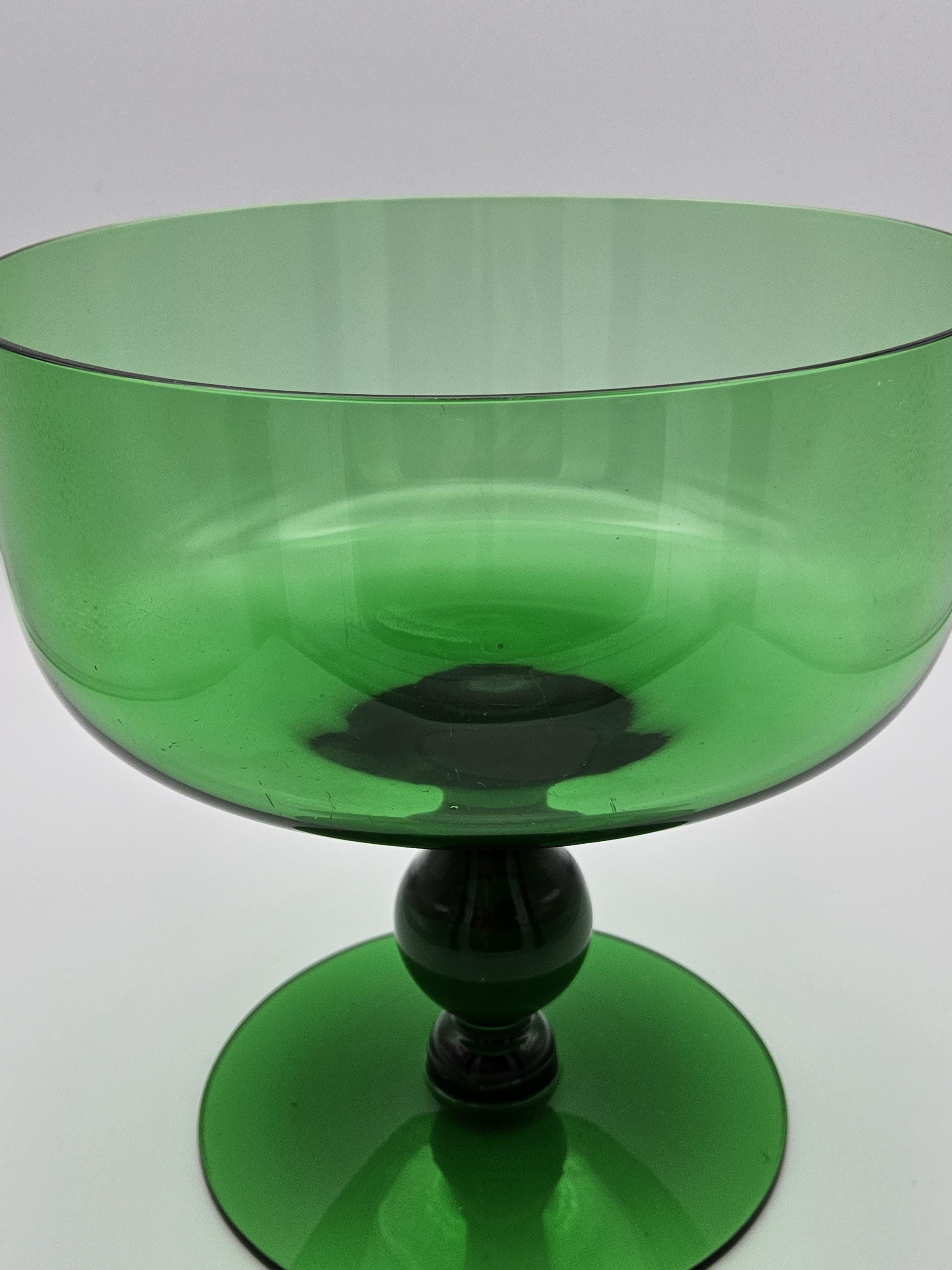 Vintage Green Glass Footed Bowl