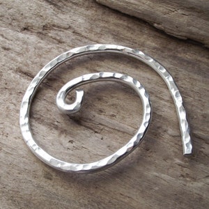 Aluminum Heavy Celtic Spiral Shawl Pin Cardigan Clip Metal Sweater Pin Simple Strong Scarf Pin Wire Hammered Silver image 1