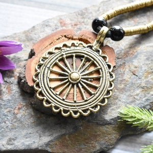 Brass Wheel Rings Adjustable Slider Necklace Vintage Hippie Style image 1