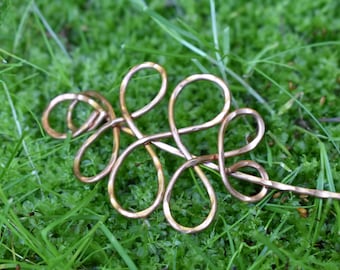 Copper Shawl Pin- Celtic Medieval Pin- Wire Wrap Shrug Brooch Pin Holder- Copper Thick Metal Scarf Pin - Celtic Knotwork