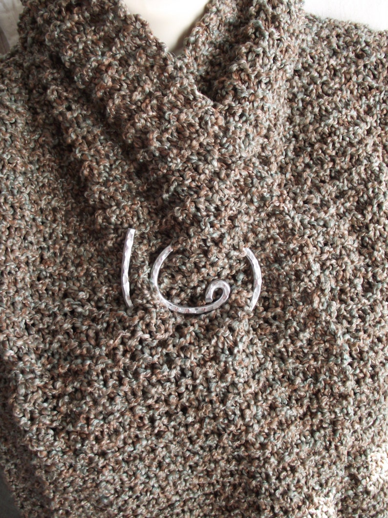 Aluminum Heavy Celtic Spiral Shawl Pin Cardigan Clip Metal Sweater Pin Simple Strong Scarf Pin Wire Hammered Silver image 2