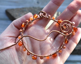 Ring of Fire Copper Beaded Shawl Pin