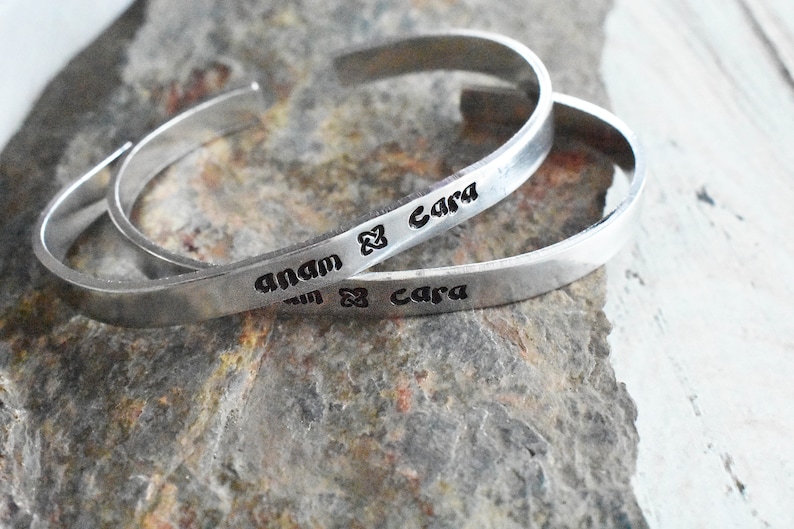 Anam Cara Cuff Bracelets Gaelic Soul Friend Matching Friend Bracelets Celtic Matching Set Friendship Aluminum Metal Adjustable