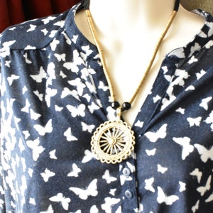 Brass Wheel Rings Adjustable Slider Necklace Vintage Hippie Style image 4