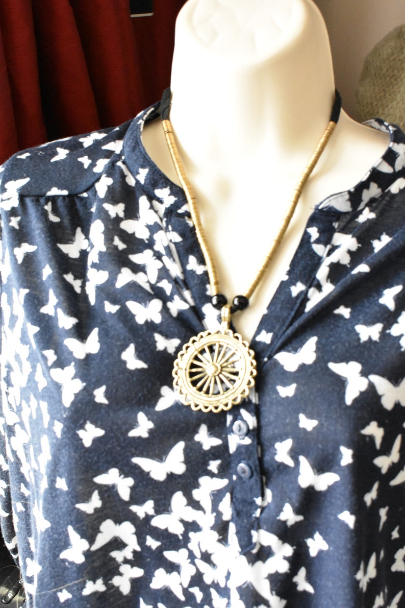 Brass Wheel Rings Adjustable Slider Necklace Vintage Hippie Style image 4