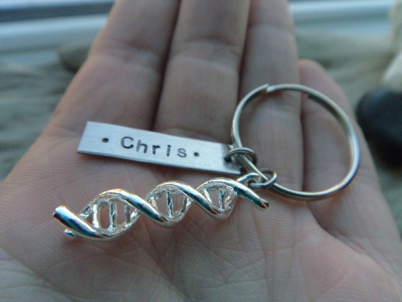 DNA Helix Keychain Science Geek Biology Stamped Aluminum Etsy