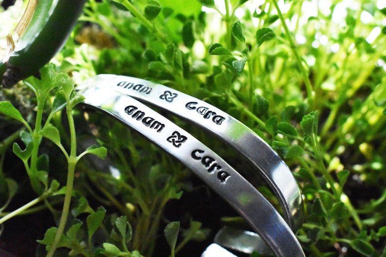 Anam Cara Cuff Bracelets Gaelic Soul Friend Matching Friend Bracelets Celtic Matching Set Friendship Aluminum Metal Adjustable