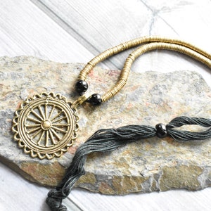 Brass Wheel Rings Adjustable Slider Necklace Vintage Hippie Style image 2