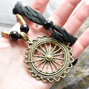 Brass Wheel Rings Adjustable Slider Necklace Vintage Hippie Style image 3