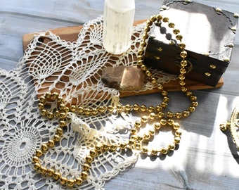 Vintage Long Metal Beaded Chain - Beaded Garland Mid Century Modern Decor