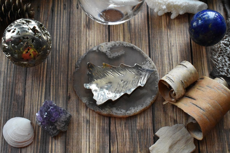 Metal Hammered Rustic Boho Decor Room Decor Dish Crystal Decor Dish Pewter Tree Ring Dish