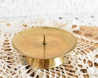 Vintage Brass Footed Candle Holder Base - India Style Ring Holder