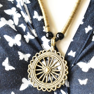 Brass Wheel Rings Adjustable Slider Necklace Vintage Hippie Style image 5