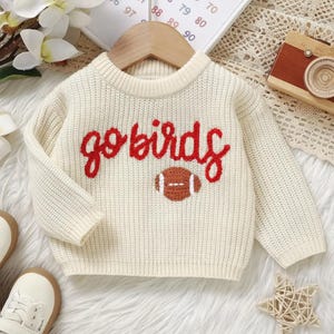 Suéter de fútbol Go Birds para bebé - Tejido a mano - Regalo deportivo para niños y niñas