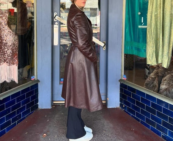 Trench Coat 90s Leather Jacket Fashion Long Coat Women Black