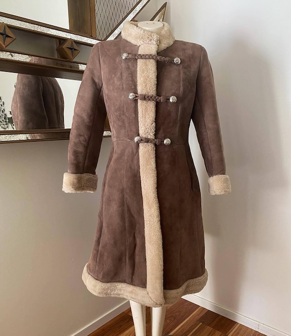 Women's Brown Penny Lane Coat Afghan Suede Leather Coat Handmade