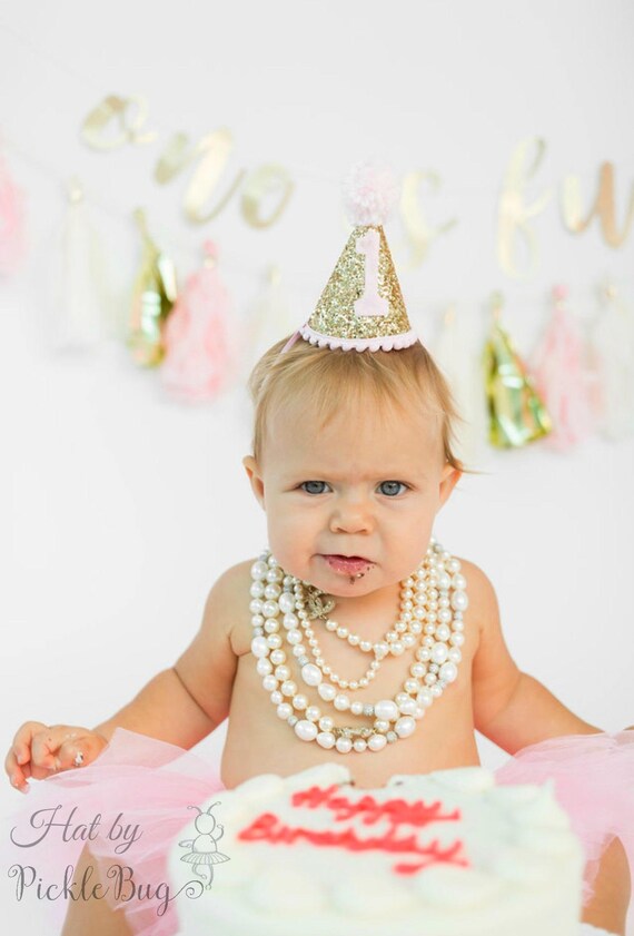 First Birthday Outfit Girl Party Hat Mini Glittery Party Hat Etsy