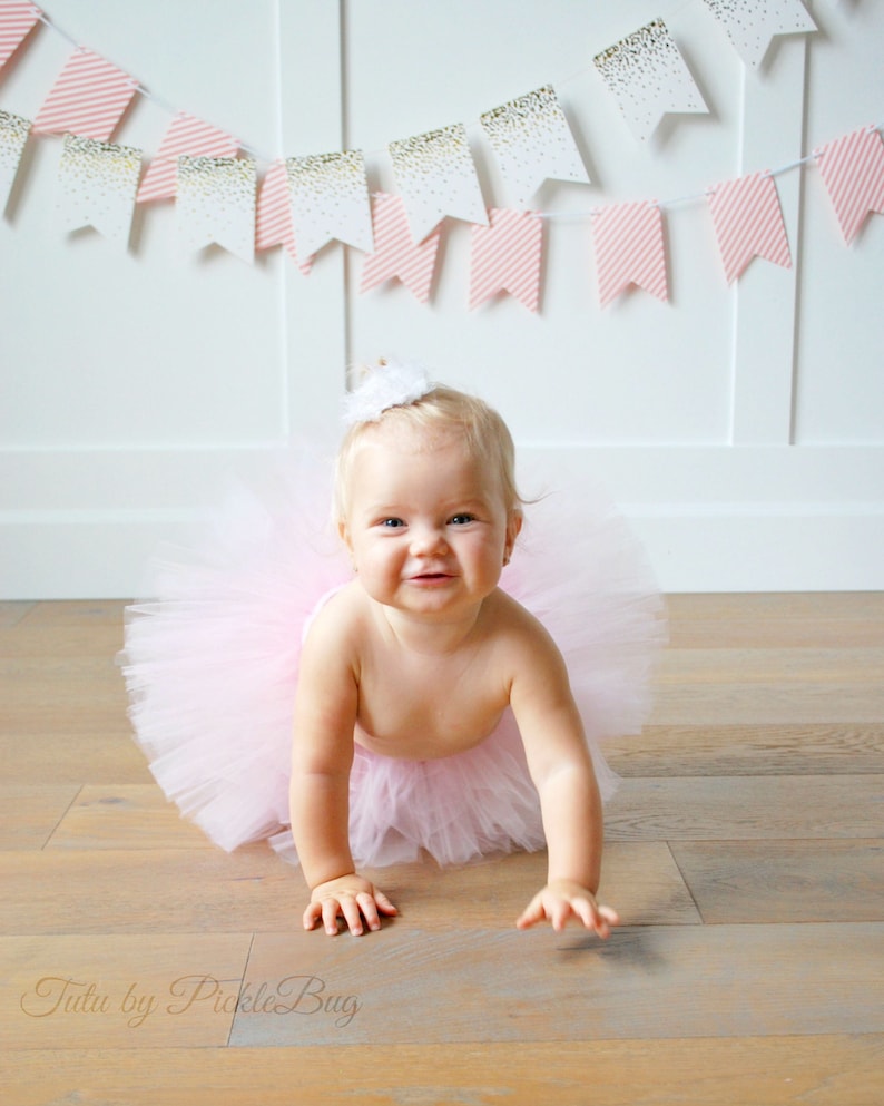 Pink Tutu Dress Set Tulle Skirt Baby Romper 1st Birthday Outfit Girl Cake Smash Outfit Girl First Birthday Outfit Girl Baby Headband