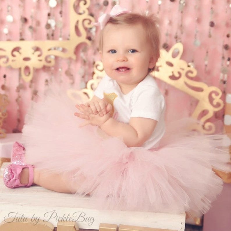 Pink Tutu Dress Set Tulle Skirt Baby Romper 1st Birthday Outfit Girl Cake Smash Outfit Girl First Birthday Outfit Girl Baby Headband