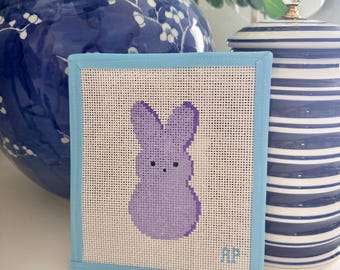 Purple Bunny Peep Needlepoint Canvas - 13 pt - Hand Painted Easter Ornament