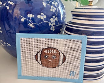 Toile de football brodée - 13 mailles - Ornement sportif peint à la main - Décoration pour broderie Sports