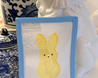 Yellow Bunny Peep Needlepoint Canvas - 13 pt - Hand Painted Easter Ornament