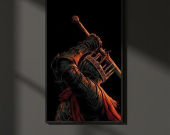 Dark Fantasy Warrior Poster Printable, King Sword Wall Art, Cinematic Gothic Digital Download