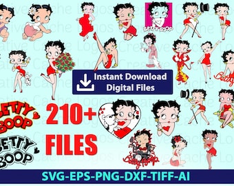 Betty Boop SVG Bundle, 210+ Files, Cartoon Clipart, Cricut & Silhouette, Digital Download