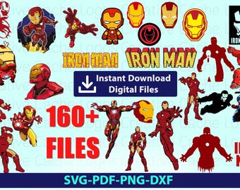 Iron Man SVG Bundle, 160+ Files, Iron Man Clipart (svg, pdf, png, dxf) Digital Download