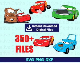 Cars PNG SVG Clipart Bundle, Lightning McQueen svg files