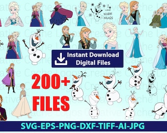 Frozen Clipart Bundle, Princess Anna Elsa Olaf, Sublimation Design svg files