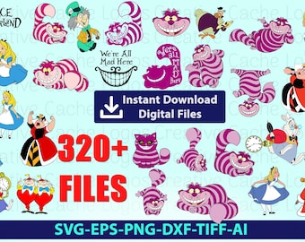 Alice in Wonderland Cartoon Clipart Bundle svg files