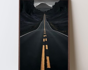 Dark Highway Digital Wall Art Poster Instant Download Minimalist Cinematic Print