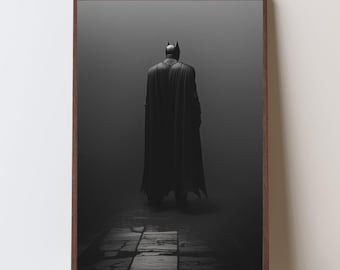 Dark Hero Silhouette Digital Wall Art Poster Instant Download Minimalist Cinematic Print