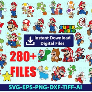 Ultimate Super Mario SVG & PNG Collection, Mario, Luigi, Yoshi et crapaud Clipart et couper des fichiers, kit de création Mario Bros, crapaud, Yoshi SVG
