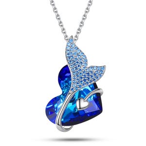 TAANAA Original Design Mermaid Heart Crystal Pendant Necklace For Women Crystal From Swarovski 925 Sterling Sliver Jewelry Gift