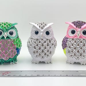 Owl Jewelry Box - Metal Enamel Jewel Coated w/ Magnetic Closure