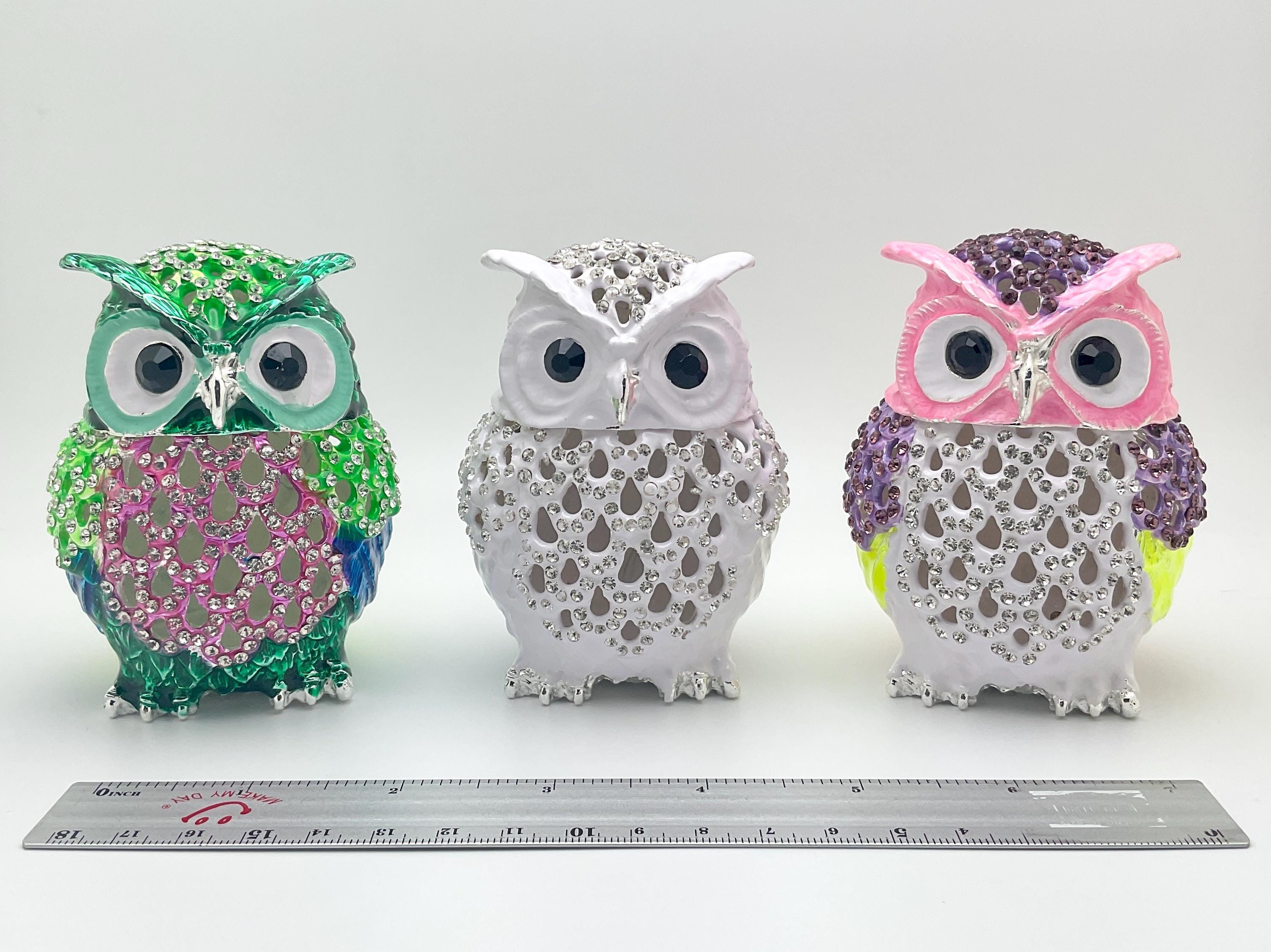 かわいいフクロウのジュエリーボックス - 宝石がちりばめられ