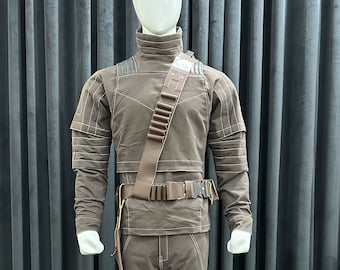 Traje de vuelo mandaloriano Disfraz de Star Wars El mandaloriano Traje de cazarrecompensas Din Djarin y hombrera Cinturón de armadura de soldado Cinturón de cosplay