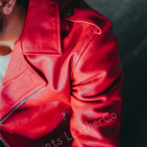 Blouson moto motard rouge fait main style vintage café racer en cuir véritable pour homme Blouson motard moto classique rouge vintage homme motard