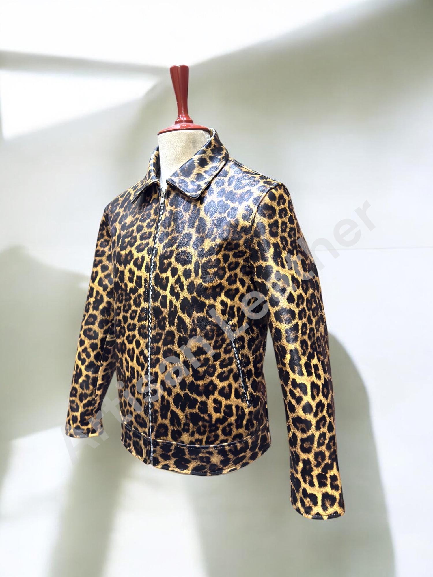 Leopard Leather Jacket - Etsy