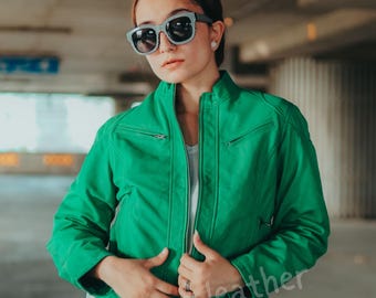 Vintage 80s Green Leather Leonardo Jacket - Etsy Vintage 80s Green Leather Leonardo Jacket - Etsy