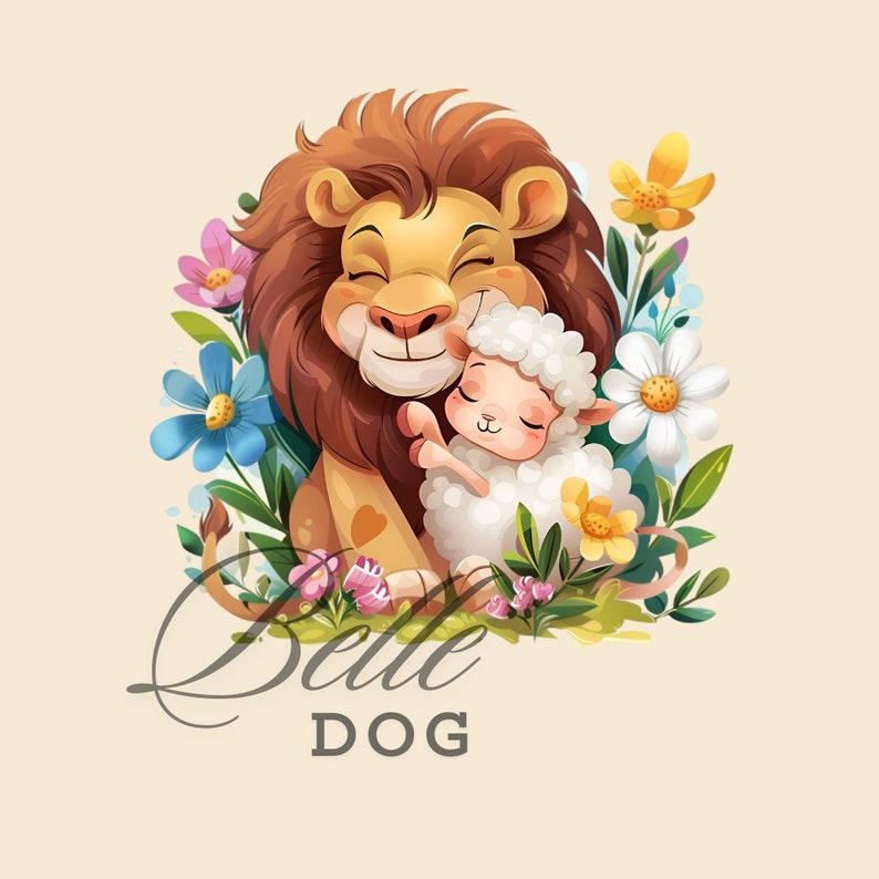 Lion and Lamb Clipart, 6 PNG Images With Transparent Backgrounds, Digital Download, Printable ...