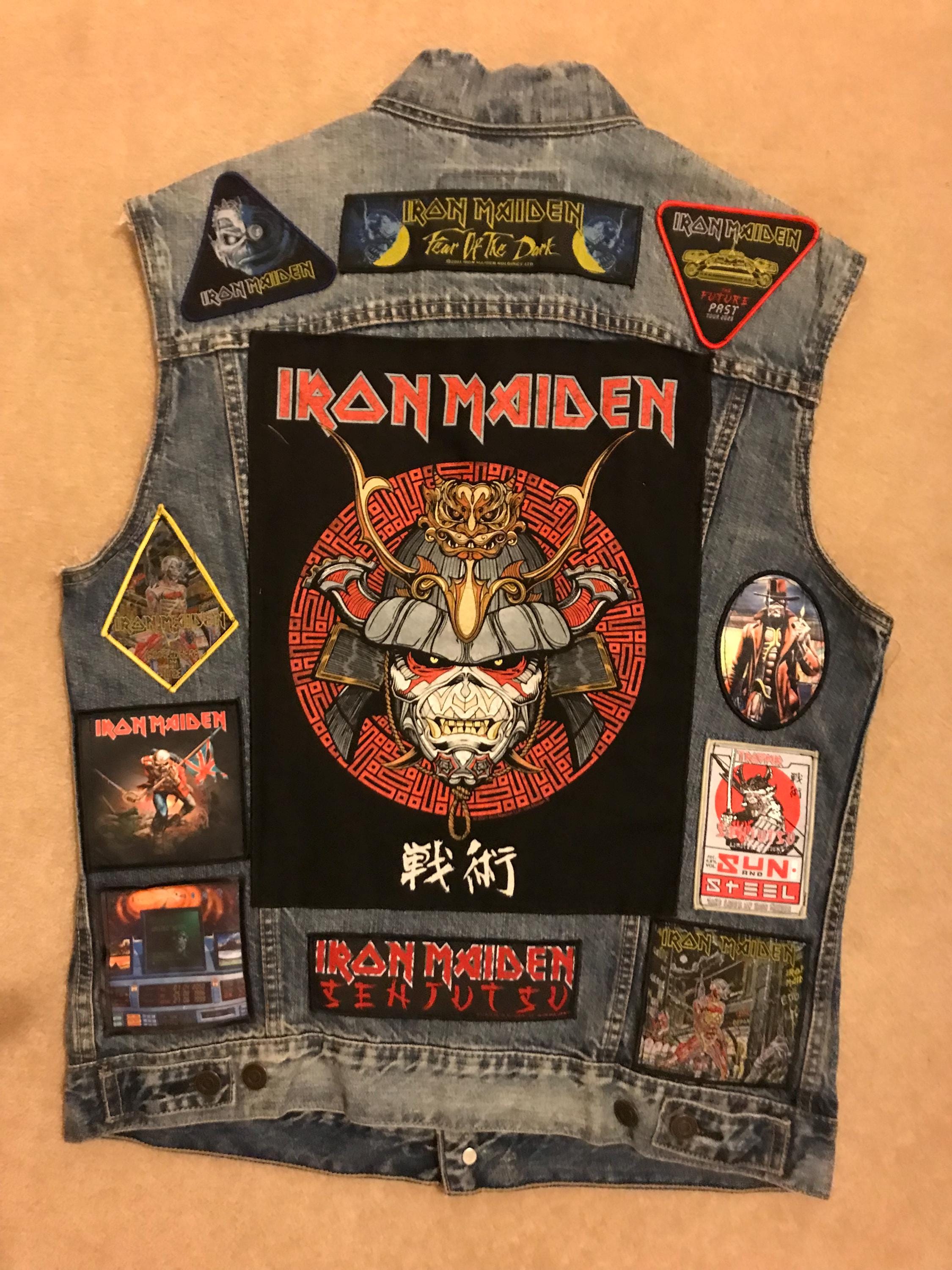 Iron Maiden Future-past Themed Denim Battle Vest - Etsy Canada Iron Maiden Future-past Themed Denim Battle Vest - Etsy Canada