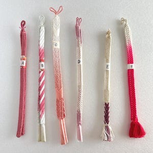 Haori Himo japonés vintage – N.° 6 | Muy buen estado | Cordón de seda rosa | Cuerda trenzada tradicional Kumihimo para haori | Accesorio para kimono